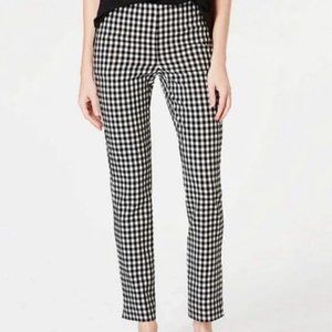 J Jill Size 14 Black White Gingham Plaid Cotton Stretch Essential Pants NEW